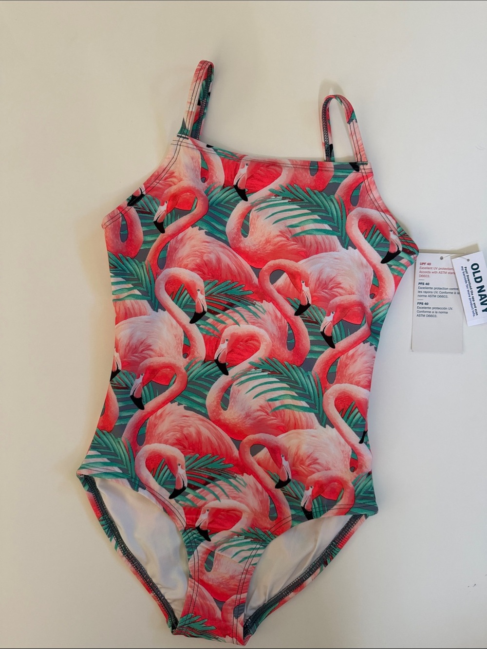 Old Navy Flamingo One Piece Swim Bathing Suit Girls Small 6/7 New